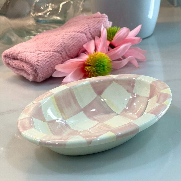 MacKenzie-Childs Rosy Check Soap Dish-NEW - Picture 2 of 16